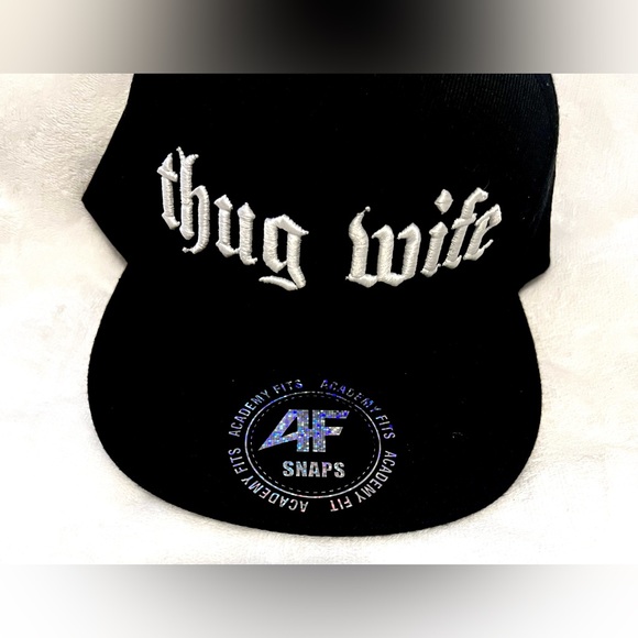 Thug Life Thug Wife Black Adjustable Snapback Cap Hat - Picture 2 of 4